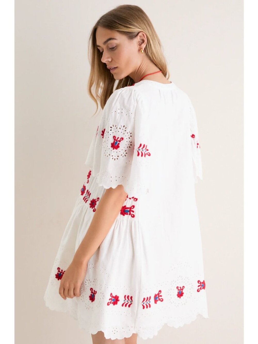 SEA NEW YORK Catharina Embroidery Mini Dress Cream Size Large NWT - Picture 3 of 9